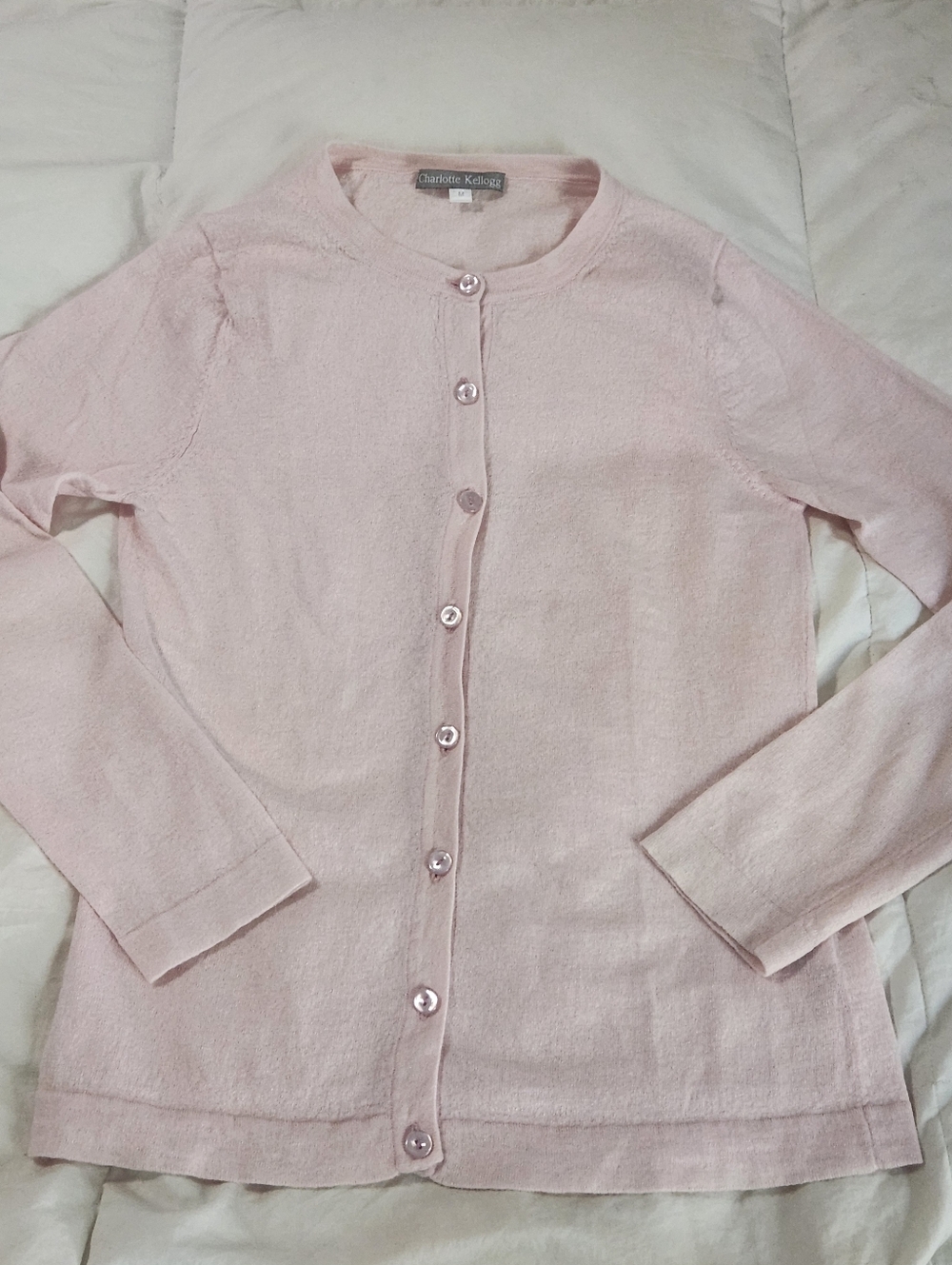 Charlotte Kellogg Cashmere Linen Cardigan Sweater Size M?